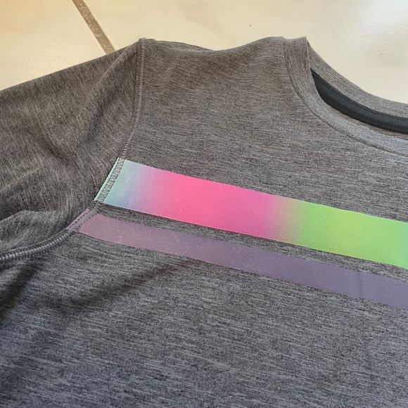 ATHLETA GIRL-reflective stripe gray longsleeve NWT - Picture 3 of 12